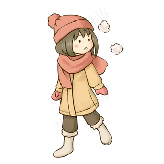 立冬保暖手绘卡通可爱女孩