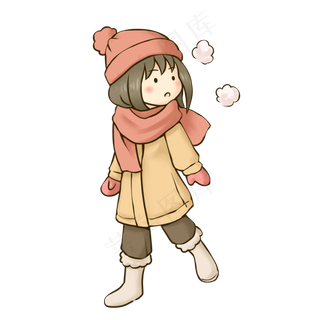 立冬保暖手绘卡通可爱女孩