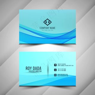 抽象时尚蓝色波浪名片