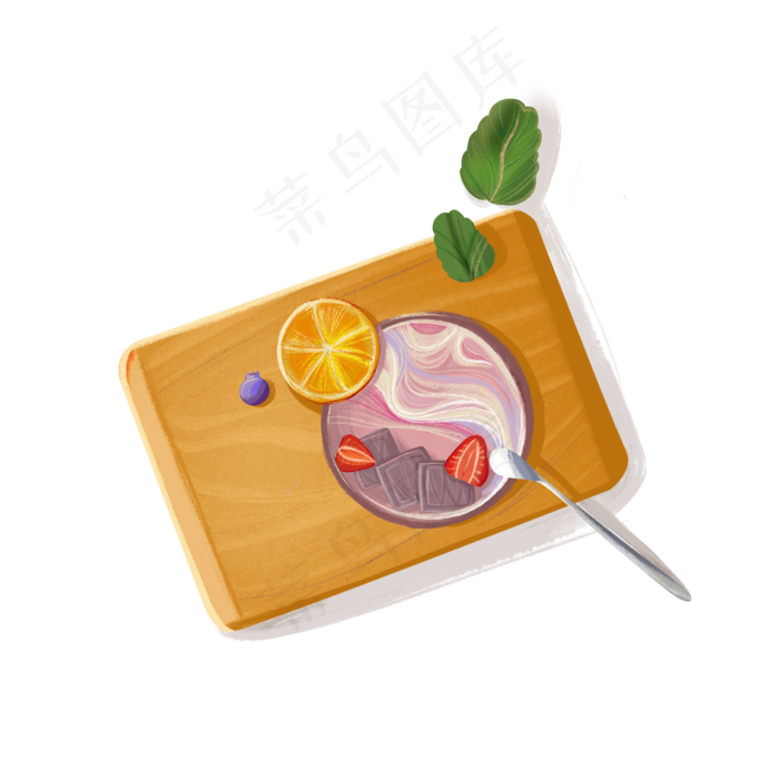 砧板鲜果酸奶美食餐桌,免抠元素
