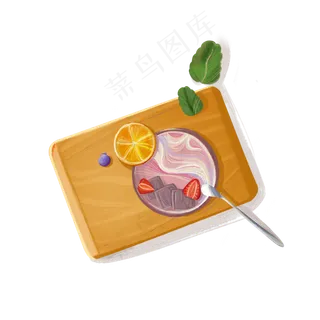 砧板鲜果酸奶美食餐桌,免抠元素