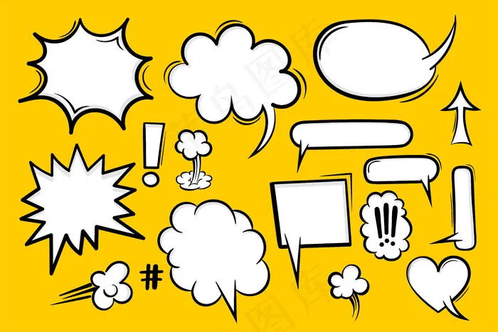 漫画书以波普艺术的风格设置了文字演讲泡泡。eps,ai矢量模版下载