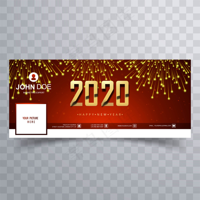 庆祝2020新年封面横幅banner铁板eps,ai矢量模版下载