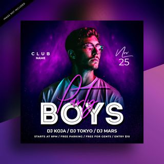 男孩夜派对宣传单,DM传单模板