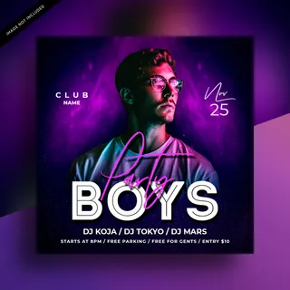 男孩夜派对宣传单,DM传单模板