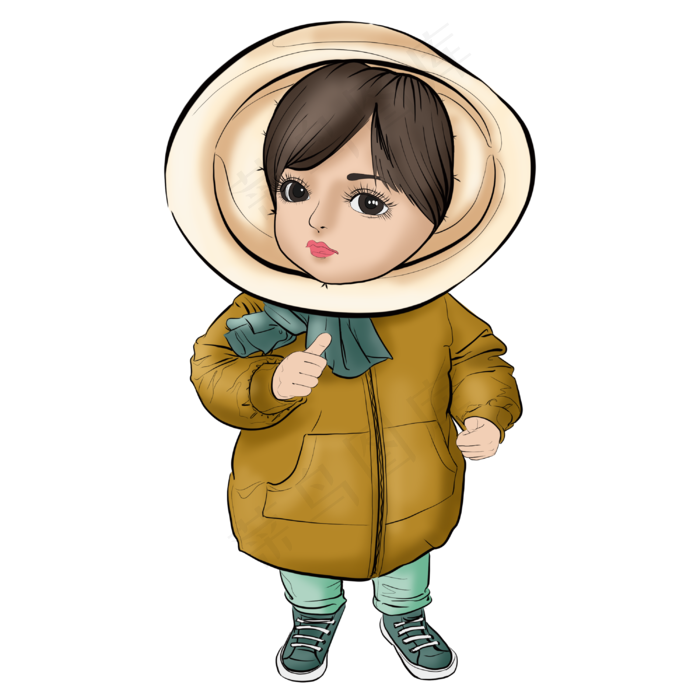 立冬土黄色羽绒服饺子娃娃