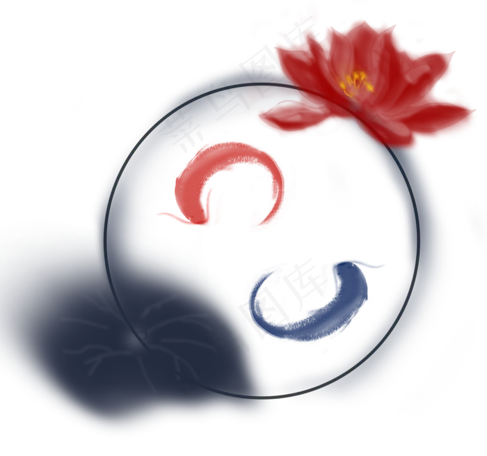 中国风水墨荷花锦鲤池塘(2138X2000(DPI:300))psd模版下载