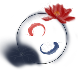 中国风水墨荷花锦鲤池塘