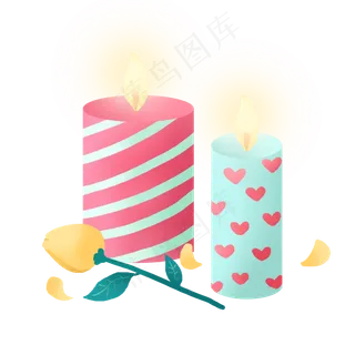 情人节浪漫蜡烛和玫瑰PNG免抠