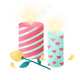 情人节浪漫蜡烛和玫瑰PNG免抠