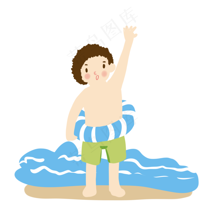 夏日海边游泳少年(2000X2000(DPI:299))psd模版下载
