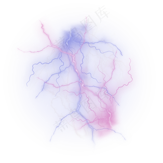 炫酷闪电蓝色紫色数字3,免抠元素艺术字