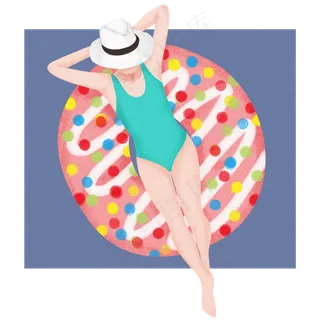 大暑小暑清凉消暑卡通女孩泳装