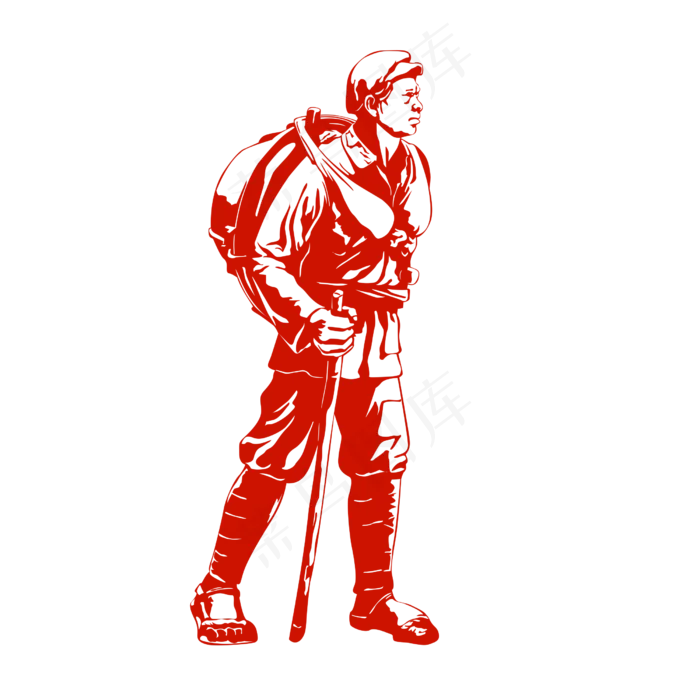 负重行走的革命军人剪影(2500X2500(DPI:300))psd模版下载