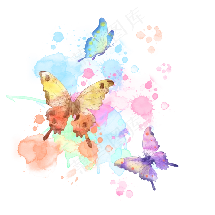 水彩蝴蝶(2000X2000(DPI:300))psd模版下载