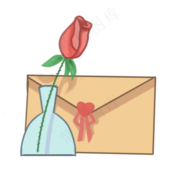 七夕告白玫瑰情书PNG素材