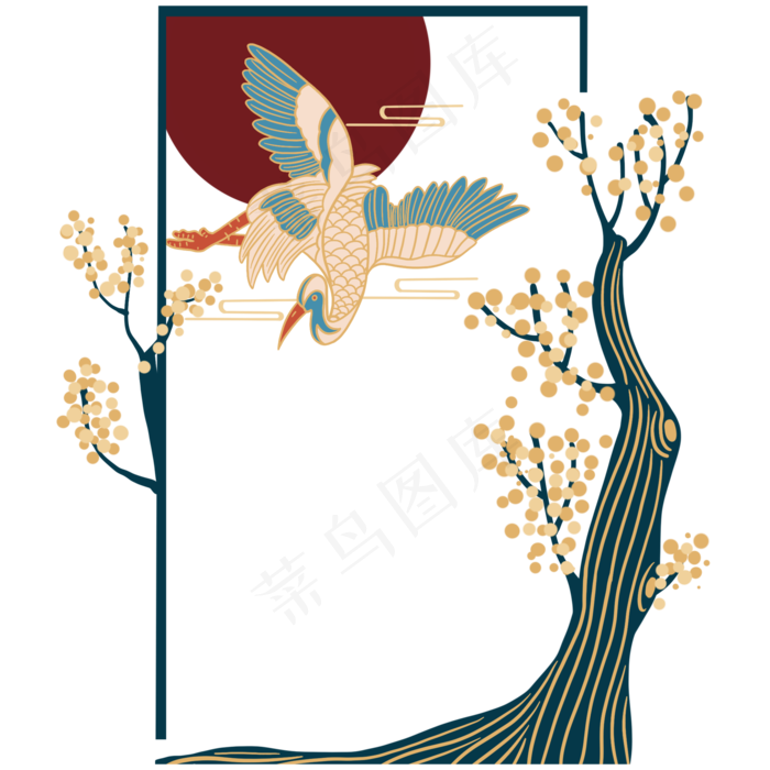 中式国潮风边框(2000X2000(DPI:300))psd模版下载