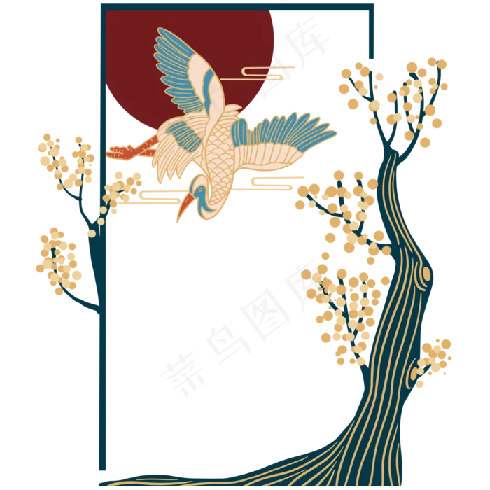 中式国潮风边框(2000X2000(DPI:300))psd模版下载