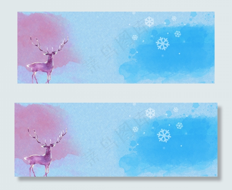 冬季手绘水彩清新电商banner