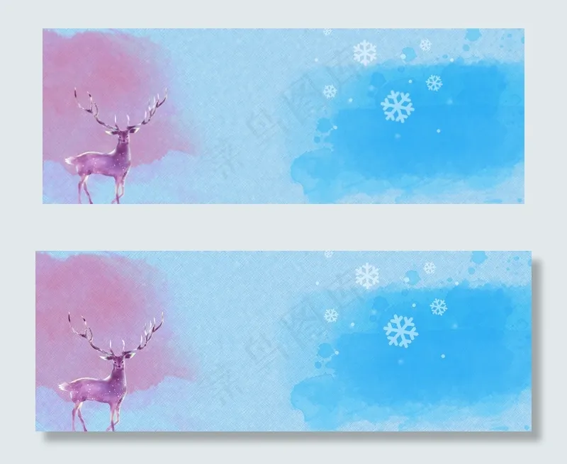 冬季手绘水彩清新电商banner(1920*700px 	       )psd模版下载