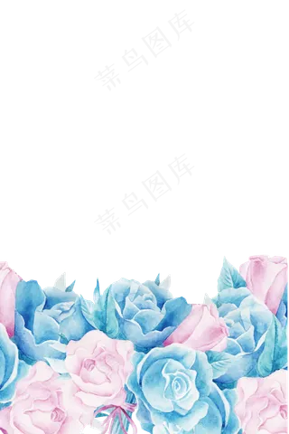 唯美手绘玫瑰花海素材