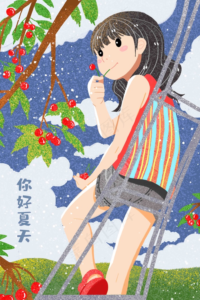 立夏夏天清凉一夏荡秋千女孩清凉夏日