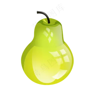 浅绿色水晶水果梨子psd透明底