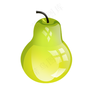 浅绿色水晶水果梨子psd透明底