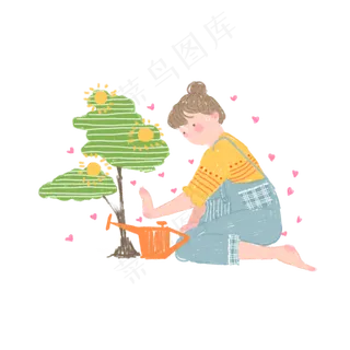 植树节植树的小女孩