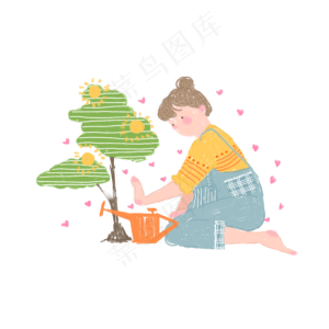 植树节植树的小女孩