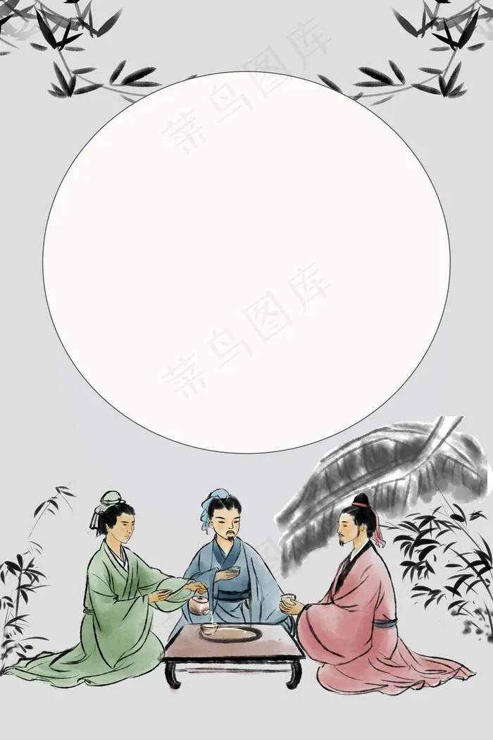 古风古人喝茶禅意