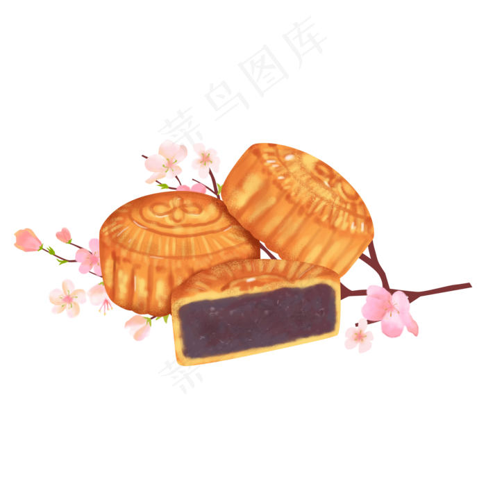 中秋节手绘豆沙月饼(2000X2000(DPI:300))psd模版下载
