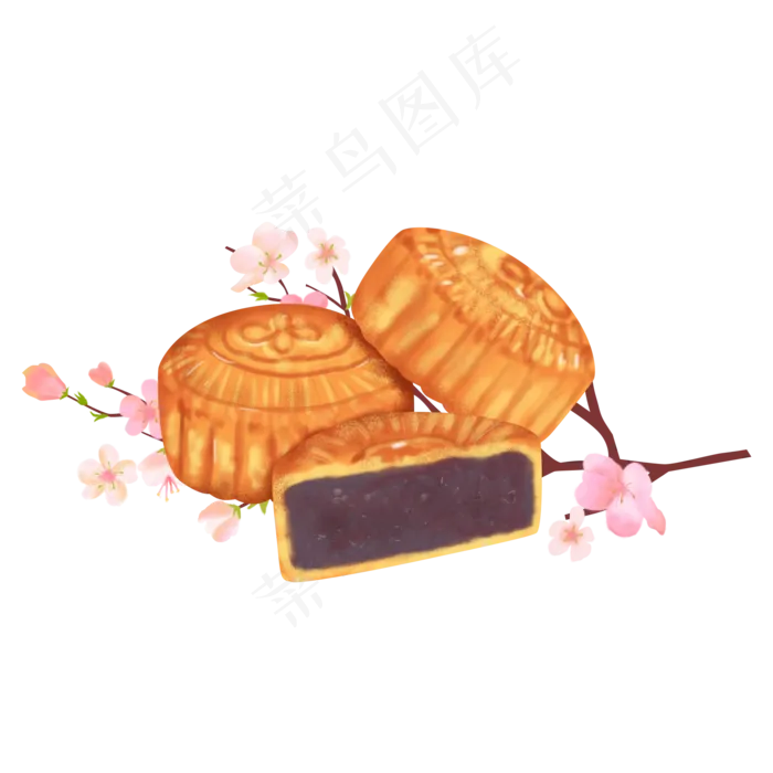 中秋节手绘豆沙月饼(2000X2000(DPI:300))psd模版下载