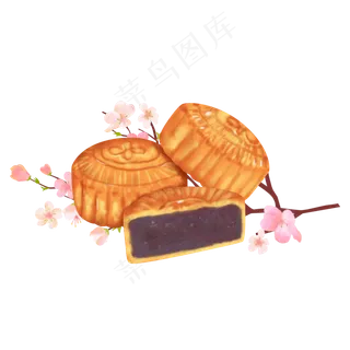 中秋节手绘豆沙月饼