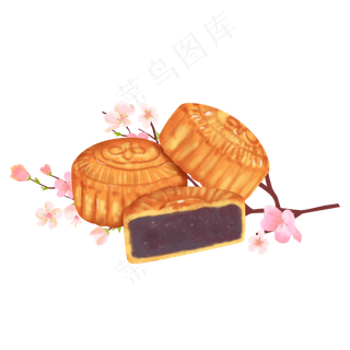 中秋节手绘豆沙月饼