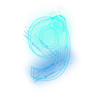 科技线条蓝色绿色数字9