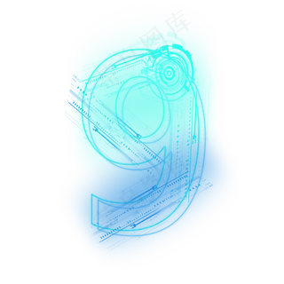 科技线条蓝色绿色数字9