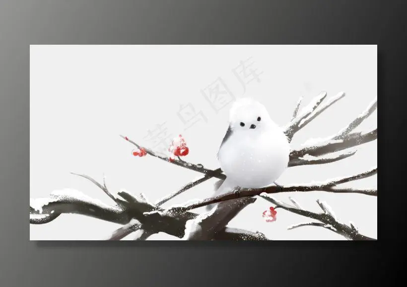 小雪主题之积雪上枝头的鸟儿,免抠元素
