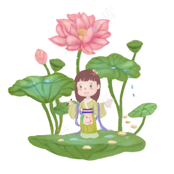 中国风童话梦幻荷花池(2000X2000(DPI:300))psd模版下载