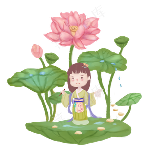 中国风童话梦幻荷花池