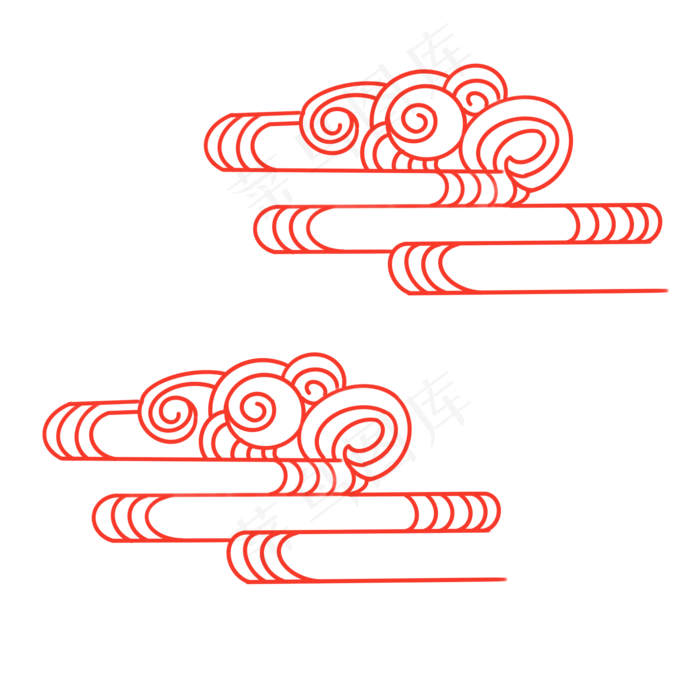 手绘中国风红色云纹免扣素材,免抠元素(2000X2000(DPI:300))psd模版下载