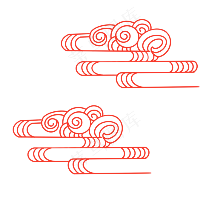手绘中国风红色云纹免扣素材,免抠元素(2000X2000(DPI:300))psd模版下载