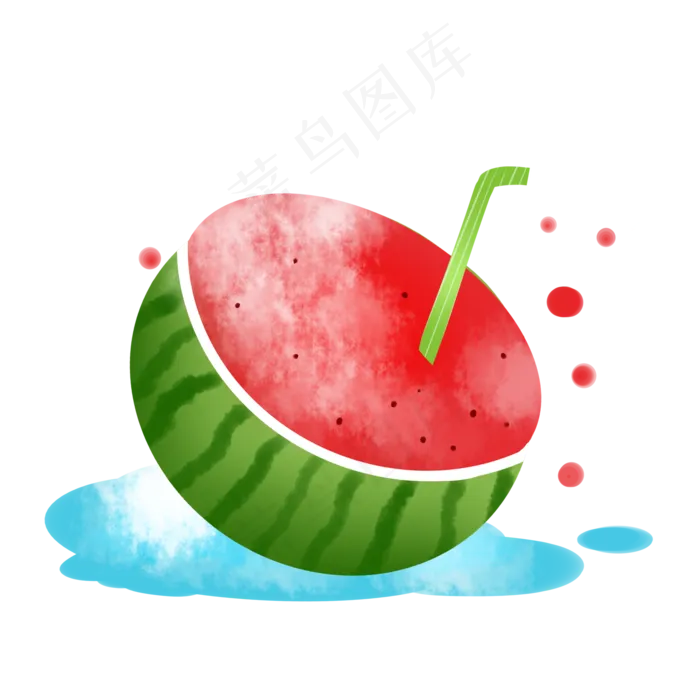 小暑大暑节气红色卡通夏季西瓜(2000X2000(DPI:299))psd模版下载