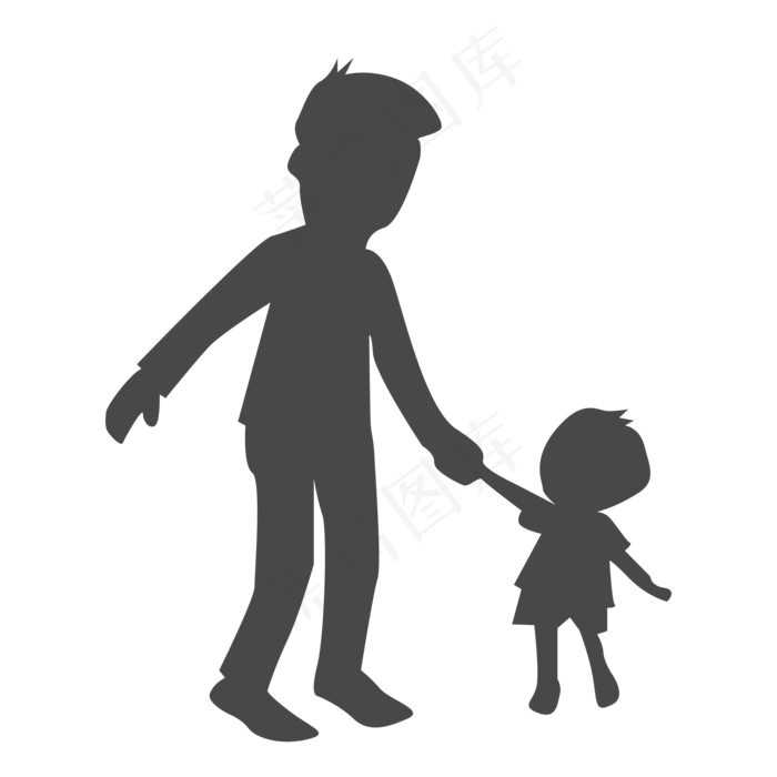 父亲节父亲牵手儿子剪影(3500*3500px 300 dpi )ai矢量模版下载
