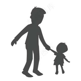 父亲节父亲牵手儿子剪影