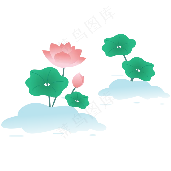 水中荷花,免抠元素(2000*2000px 300 dpi )ai矢量模版下载