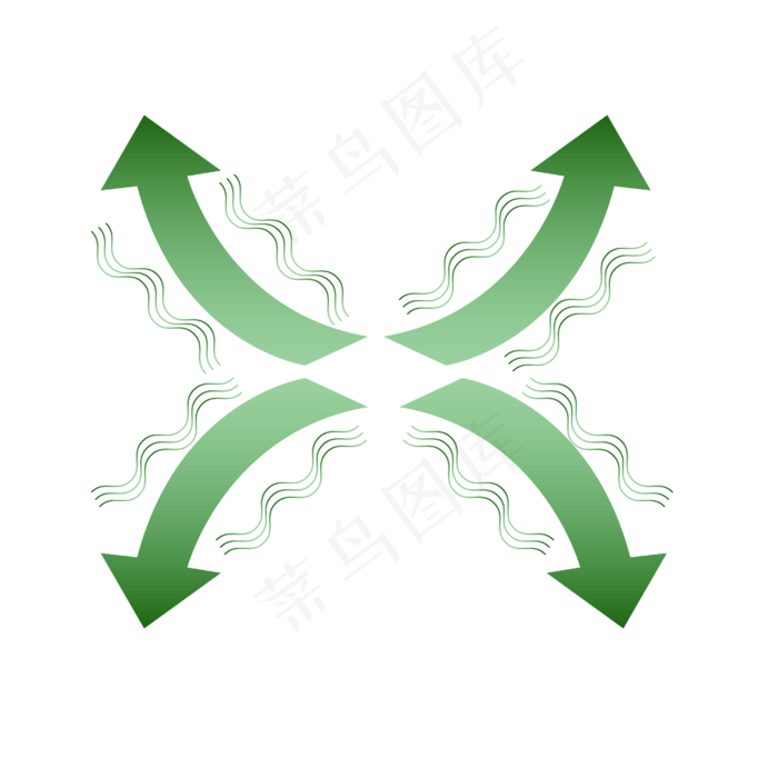 卡通绿色矢量散热箭头,免抠元素(4167*4167px 300 dpi )ai矢量模版下载