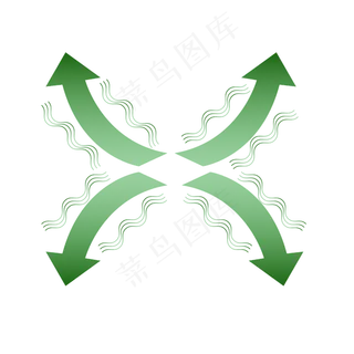 卡通绿色矢量散热箭头,免抠元素