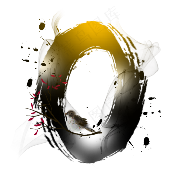 古风水墨数字0(2000*2000px 	      )psd模版下载