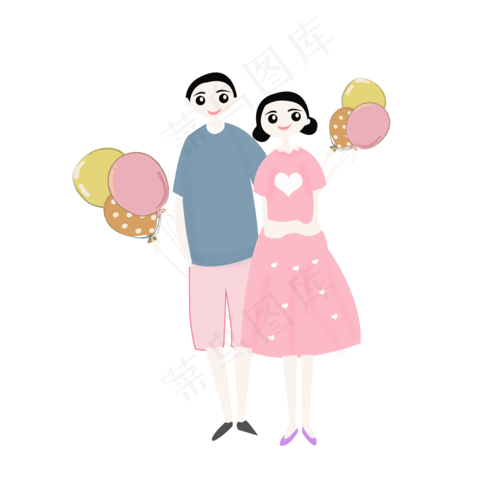 手绘情侣装饰素材